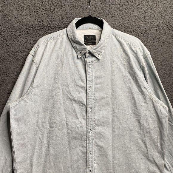 Rag & Bone Fit 3 Denim Button Shirt Light Wash Mens Size 2XL XXL - Picture 5 of 16